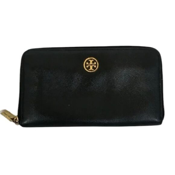 Tory Burch Handbags - Tory Burch Black Leather Continental Zip Wallet
